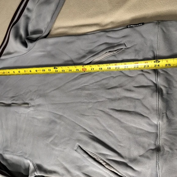 adidas Gray Half-Zip Pindot Sweatshirt with Black Stripes. - Picture 5 of 15